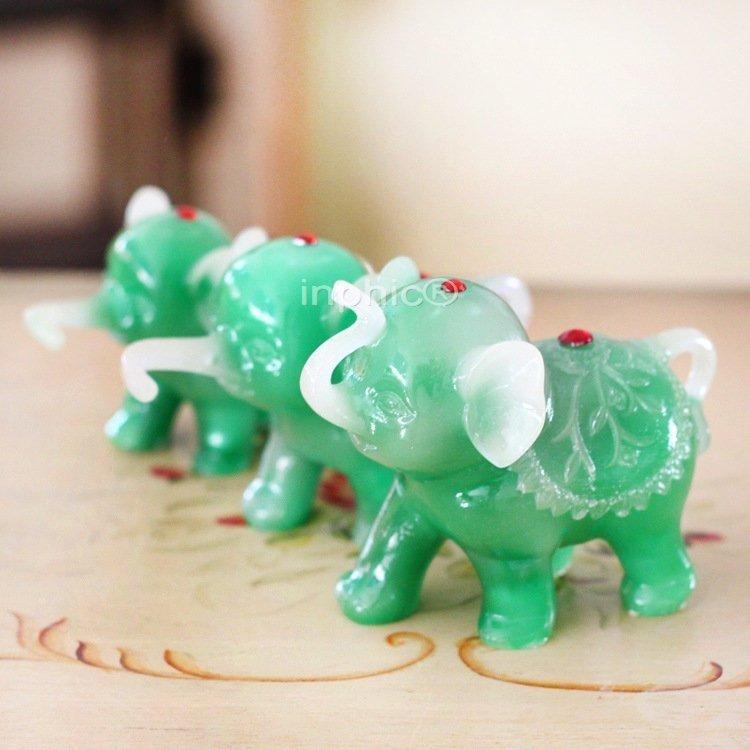 INPHIC-仿玉小象樹脂大象招財象如意象頂梁象玉象 三件套F