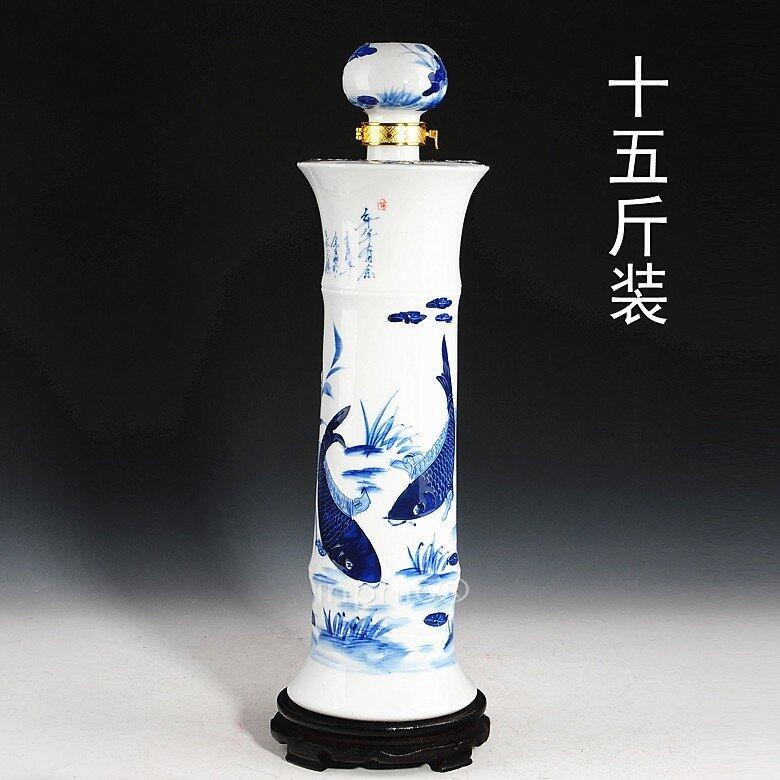 INPHIC-景德鎮陶瓷酒瓶 15斤裝手繪浮雕竹筒酒瓶 密封白酒瓶 酒壺