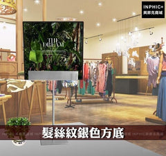 INPHIC-直立目錄架 不鏽鋼菜單架DM展示牌臺卡 拉絲桌面支架促銷板 立牌臺牌桌牌-髮絲紋銀色方底