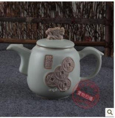 INPHIC-粉青茶壺 古錢幣壺 開片仿古茶壺 古錢幣壺