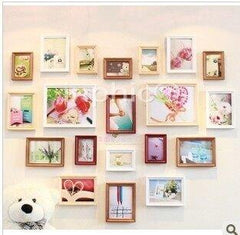 INPHIC-框畫 歐式20框心形照片牆 進口松木相架牆 實木相框相片牆組合