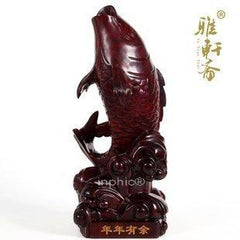 INPHIC-紅木雕工藝品 鯉魚跳龍門 年年有餘鮮花花插 家居擺飾