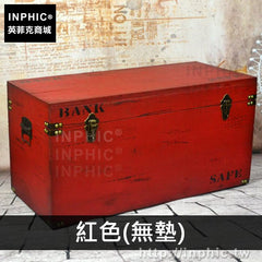 INPHIC-創意換鞋凳收納箱陳列道具實木家居試鞋復古櫥窗-紅色(無墊)