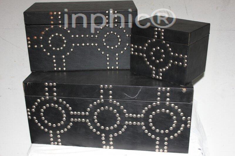 INPHIC-特色皮革鉚釘儲物箱 古董箱3件套