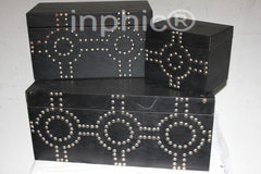 INPHIC-特色皮革鉚釘儲物箱 古董箱3件套