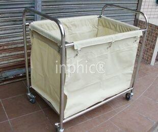 INPHIC-客房服務車房口車工作車清潔車毛巾收集車長方形 藍色布袋