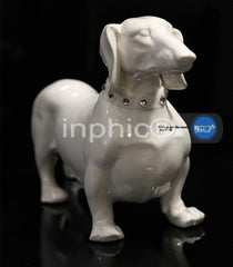 INPHIC-全網獨家發售  高亮白瓷臘腸犬家居擺飾歐式創意品味擺設
