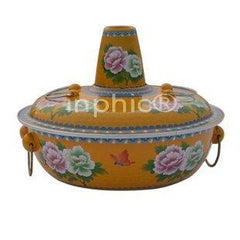 INPHIC-黃牡丹花法瑯電磁爐火鍋 火鍋 搪瓷火鍋32厘米