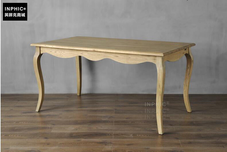 INPHIC-美式鄉村西餐桌 簡約復古中小戶型6人經典原木方桌