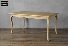 INPHIC-美式鄉村西餐桌 簡約復古中小戶型6人經典原木方桌