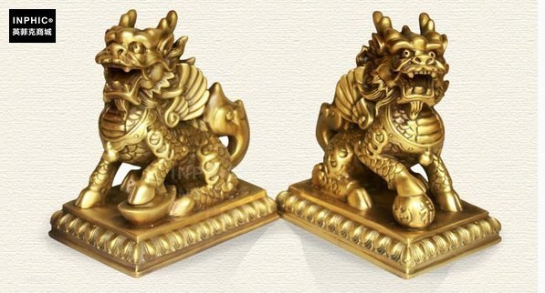 INPHIC-開運 開光純銅麒麟辦公室銅麒麟裝飾品家居客廳招財麒麟工藝品