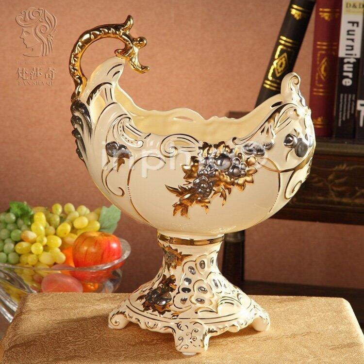 INPHIC-歐式高腳陶瓷果盤 糖乾果盤 奢華家居水果盤擺飾