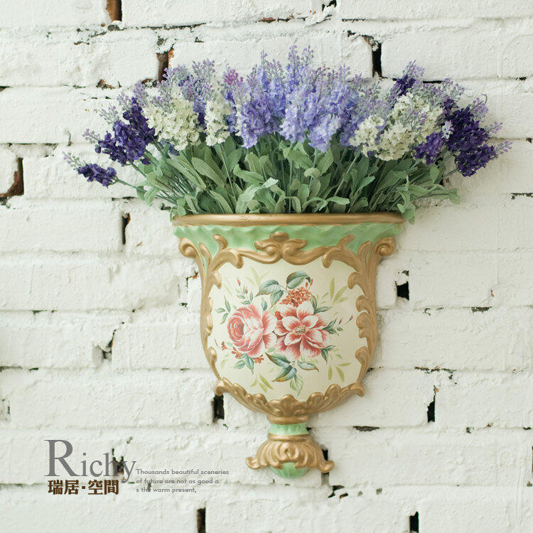 INPHIC-薰衣草手繪陶製壁掛套裝 法式鄉村仿真花套裝