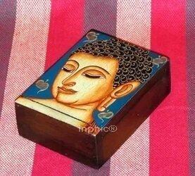 INPHIC-宗教 東南亞風情泰國風格木雕手工藝品彩繪佛面名片盒泰式會所裝飾