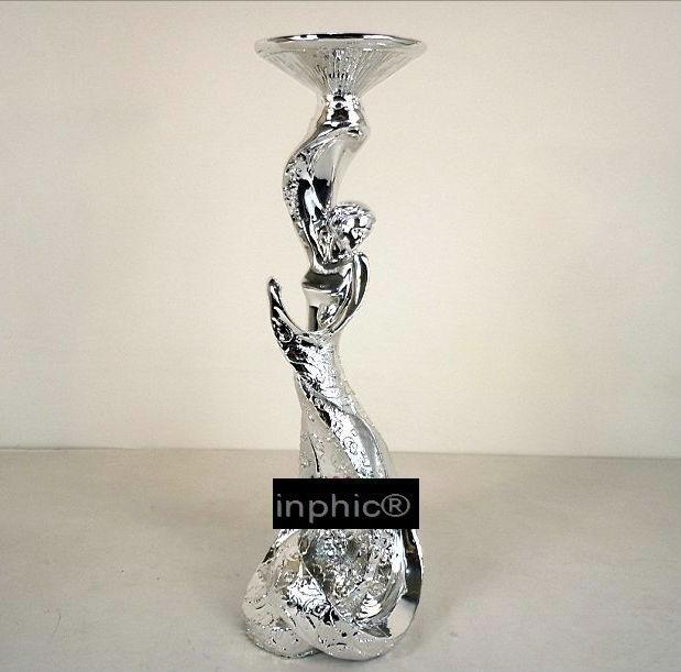 INPHIC-歐式新古典家居裝飾工藝品擺設鍍銀自由美女燭臺擺飾