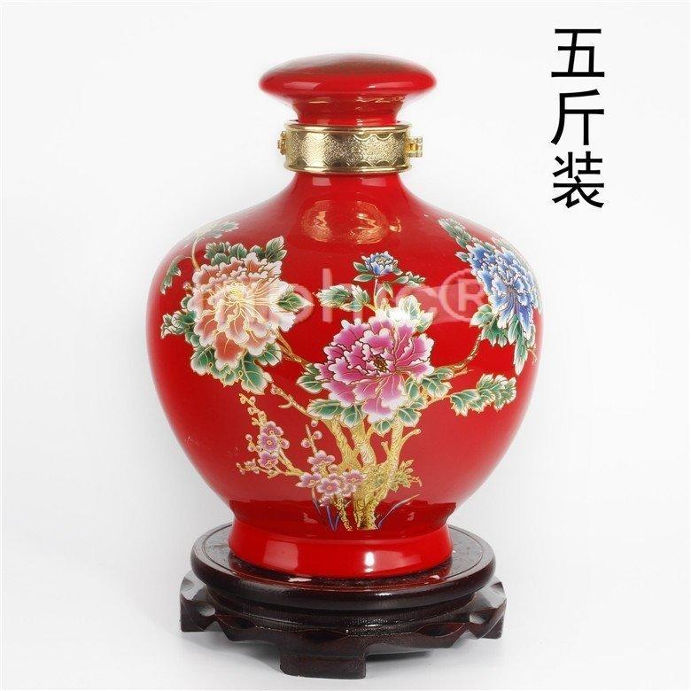 INPHIC-特價 景德鎮陶瓷5斤泡酒壇子 五斤牡丹花空酒瓶 蘑菇瓶密封酒壺