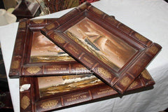 INPHIC-歐式古典風格家居裝飾擺設品 木質果盤茶盤地中海裝飾盤3件套