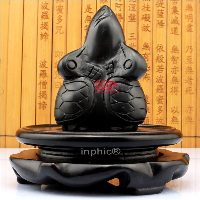 INPHIC-開運 開光黑色靈龜賜福石雕擺件靈龜背葫蘆屬虎的人開運吉祥物(帶底座)