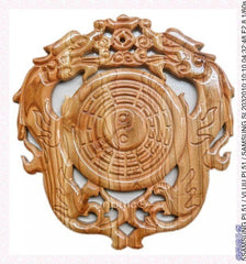 INPHIC-宗教 開光桃木雙龍八卦鏡鎮宅避邪、聚財化煞風水吉祥工藝品