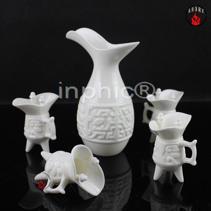 INPHIC-陶瓷復古酒具套裝 古代酒壺爵杯 白色酒器 酒具
