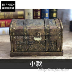 INPHIC-黃金色仿古家居木箱收納盒老式儲物箱海盜箱復古藏寶箱小款-ICMD024104A