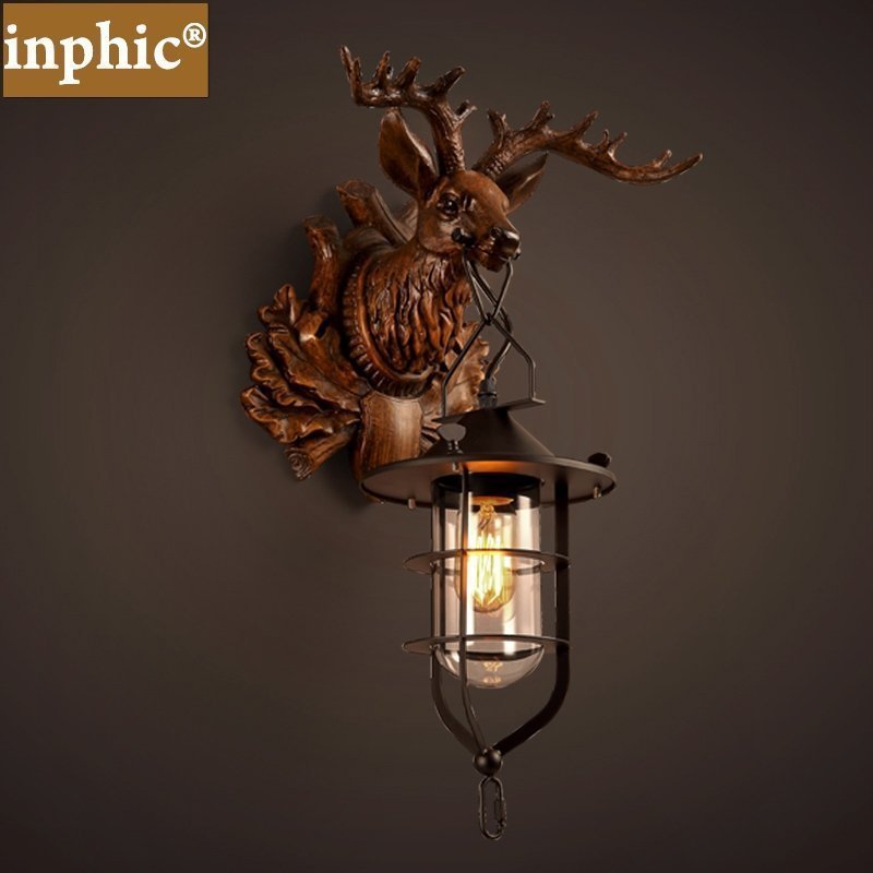 INPHIC-loft復古工業風壁燈客廳酒吧咖啡廳臥室裝飾燈具創意個性鹿頭壁燈