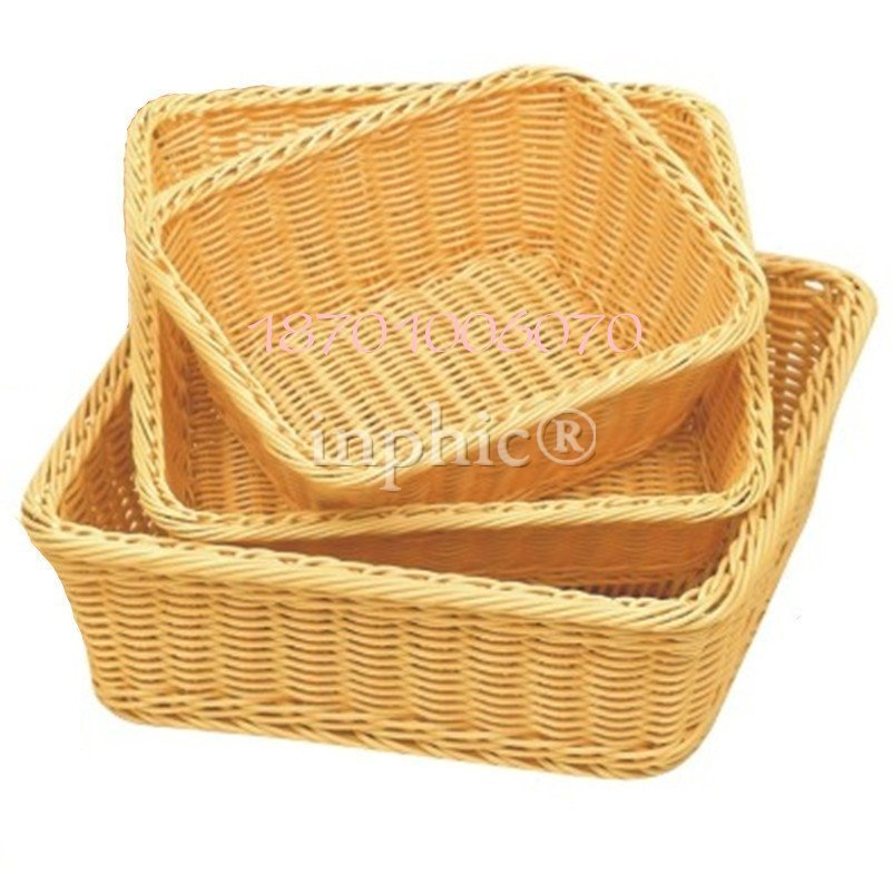INPHIC-仿藤麵包籃筐藤筐 方形仿藤果盆果籃點心糕點籃