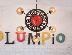 INPHIC-loft復古特色工業風創意個性餐廳酒吧美式鄉村鐵藝吧臺藝術車輪吊燈