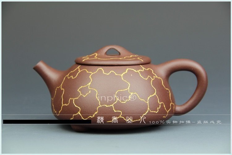 INPHIC-茶具 宜興紫砂壺原礦紫泥名家手工冰紋裂紋石瓢茶壺