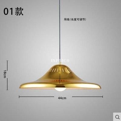 INPHIC-RHLoft復古餐廳吧臺美式重金屬後工業風黃羅伯斯吊燈飛碟吊燈 直徑45cm黃金飛碟曲線吊燈