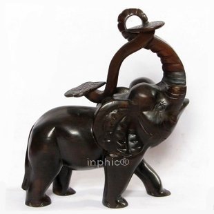 INPHIC-開運 木雕風水擺飾紅木工藝品 吉祥如意大象 40cm如意象