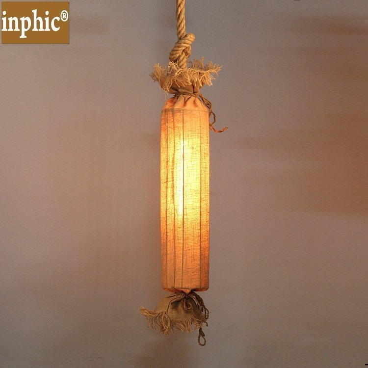 INPHIC-美式鄉村loft餐廳客廳麻繩吊燈北歐復古創意手工麻繩麻布吊燈