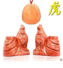 INPHIC-開運 開光黃色的鳳凰攀桂吊墜石墜護身符 屬虎者吉祥物(套裝)