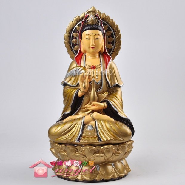 INPHIC-宗教 工藝品 風水擺飾 金銅色觀音菩薩 陶瓷擺飾