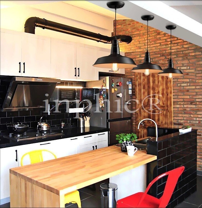 INPHIC-loft美式鄉村復古工業單頭吊燈鍋蓋陽臺餐廳鐵藝燈罩咖啡廳吧檯燈 大型其他顏色