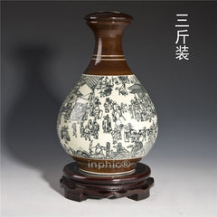 INPHIC-景德鎮 三斤咖啡釉陶瓷酒瓶 3斤密封酒壇 空酒具 清明上河圖酒瓶