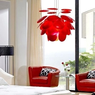 INPHIC-現代簡約 家居 餐廳 客廳 書房 臥室圓盤松果鋁材吊燈 中款外紅內
