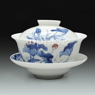 INPHIC-手繪青花荷花蓋碗 優質陶瓷蓋碗 大款