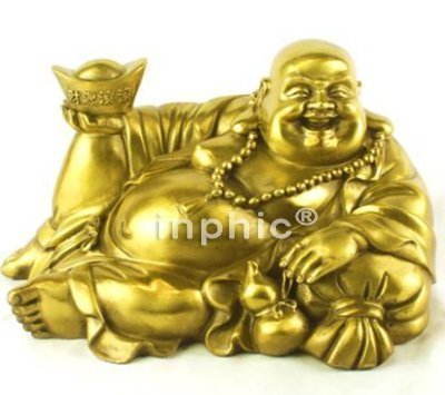 INPHIC-宗教 銅托元寶佛純銅彌勒佛擺件銅坐笑佛彌勒招財迎福大肚佛開心佛
