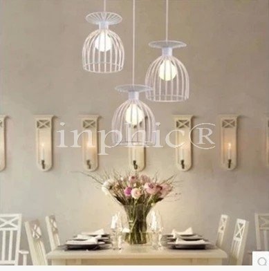 INPHIC-簡約鐵藝鳥籠酒杯理髮店吊燈餐廳吧臺陽臺樓梯走道咖啡廳吊燈 黑色小型三頭圓盤組合