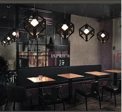 INPHIC-北歐復古loft臥室餐廳咖啡廳酒吧吧檯燈簡約鐵藝混搭工業風吊燈  A正方形