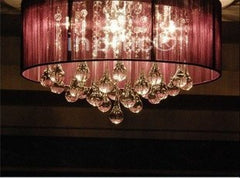 INPHIC-浪漫臥室水晶吸頂燈粉紅布藝燈飾禮品