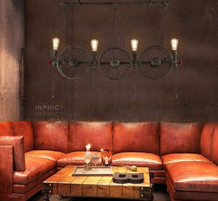 INPHIC-loft復古吊燈 特色工業吊燈 創意餐廳酒吧吊燈 美式鐵藝吧臺車輪吊燈 三頭