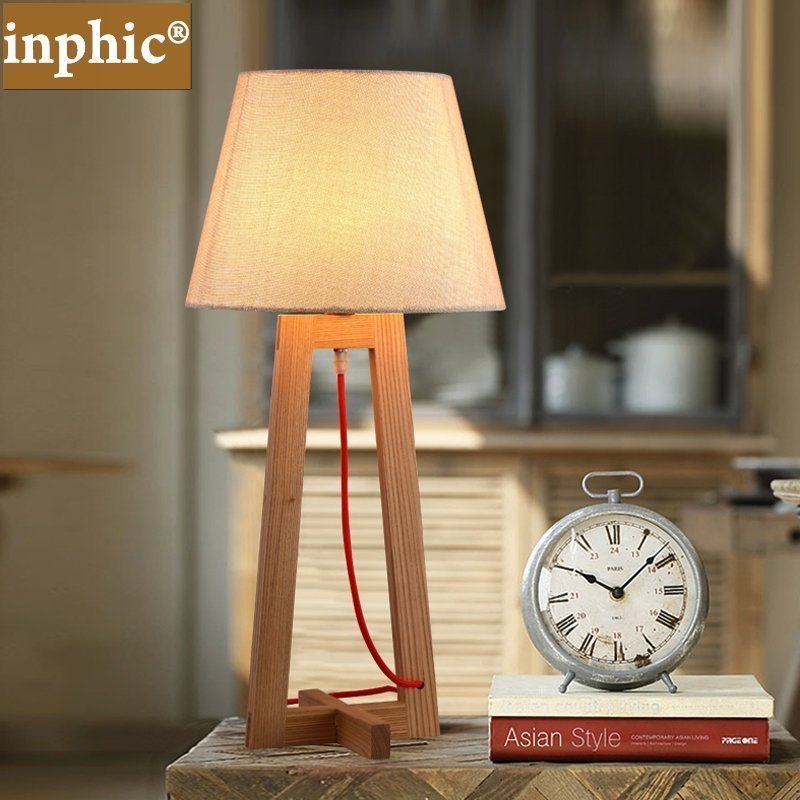 INPHIC-實木床頭裝飾臺燈臥室現代簡約溫馨布藝燈罩臺燈書房書桌燈具歐式