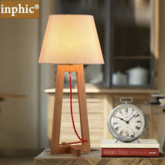 INPHIC-實木床頭裝飾臺燈臥室現代簡約溫馨布藝燈罩臺燈書房書桌燈具歐式