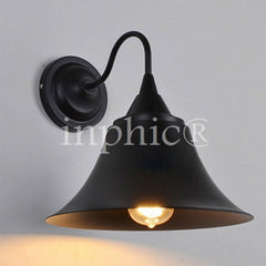 INPHIC-工業風復古黑鐵帽北歐風格臥室客廳走廊燈仿古鐵藝喇叭陽臺壁燈 啞黑