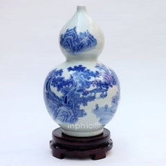 INPHIC-ZF-B015 景德鎮 陶瓷 青花瓷器 手繪山水葫蘆瓶 復古工藝品 擺飾