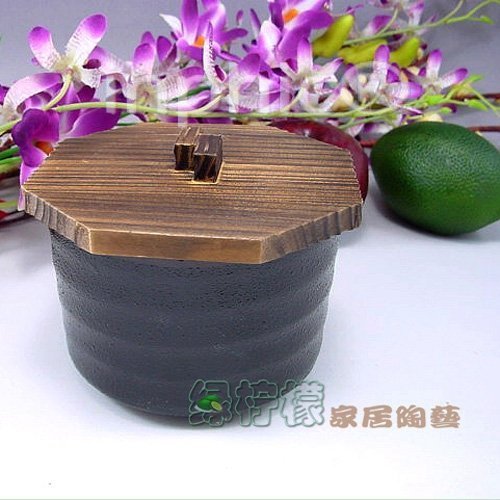 INPHIC-餐具 黑瓷 結晶釉 碳化 木蓋 筒型 缽碗 瓷碗 飯碗