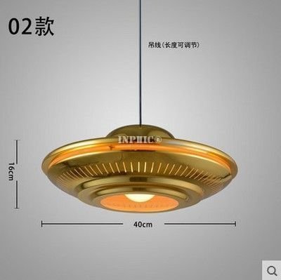 INPHIC-RHLoft復古餐廳吧臺美式重金屬後工業風黃羅伯斯吊燈飛碟吊燈 直徑40cm黃金飛碟吊燈