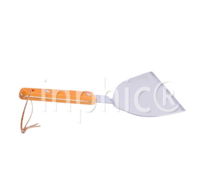 INPHIC-木把手彎柄料理鏟 鐵板燒鏟 煎鏟 木鏟 不鏽鏟子 披薩鏟